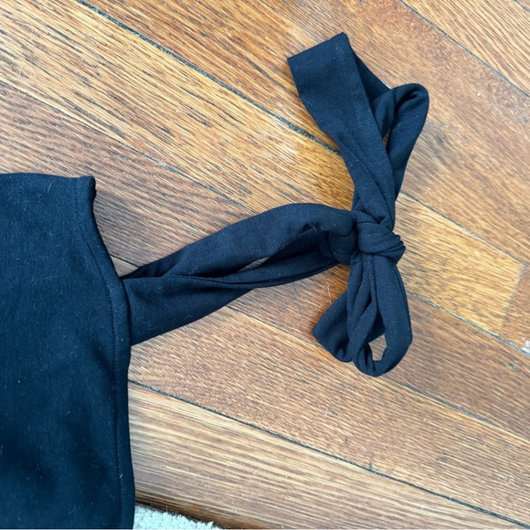 Adorable Black Bodysuit Top with Bow Straps - Picture 5 of 6
